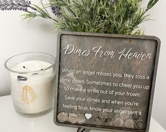 Dimes From Heaven Bank Engraved | Memory Bank | Pennies From Heaven | Angel Bank | Wood Bank | Coin Bank