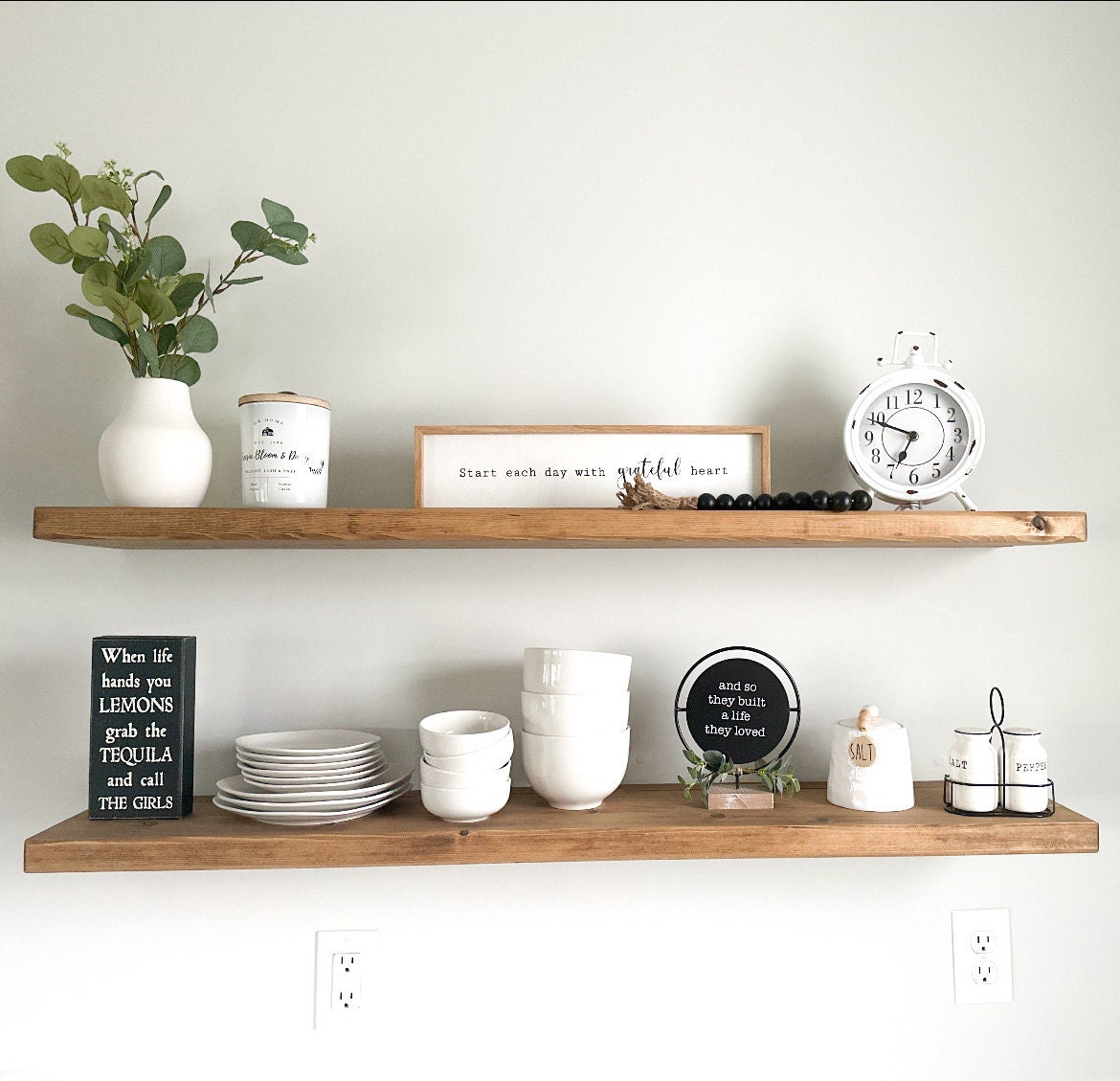 Rustic Floating Shelf – Solid Wood Wall Shelf – Farmhouse Wall Decor ...