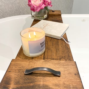 Bandeja de baño sólida / Bandeja de madera para bañera / Bandeja de baño para libros y tabletas, soporte para accesorios / Baño de spa para el hogar