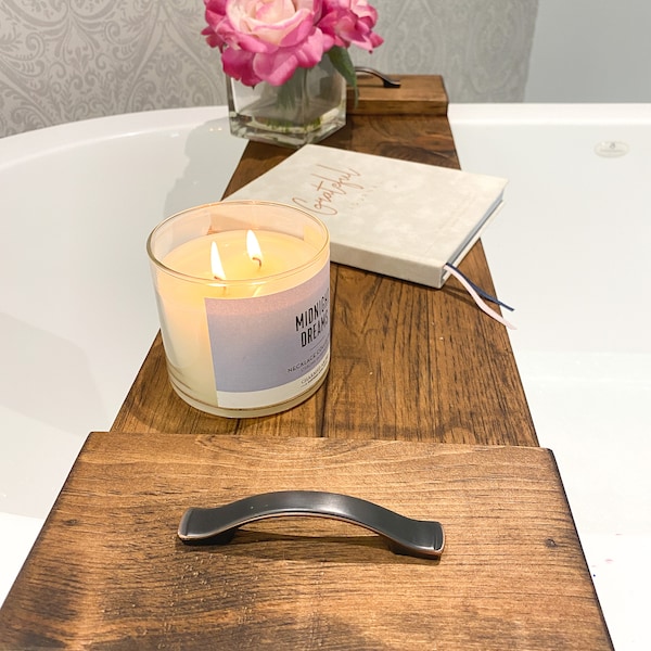 Solid Bath Caddy | Bathtub Wooden Tray | Bath Caddy For Book & Tablet, Accessory Holder | Home Bath Spa