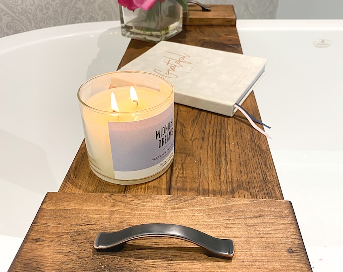 Solid Bath Caddy | Bathtub Wooden Tray | Bath Caddy For Book & Tablet, Accessory Holder | Home Bath Spa