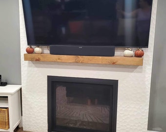 Farmhouse Fireplace Mantel – Rustic Wood Beam Mantle – Floating Shelf Mantel – Custom Wood Mantel Shelf