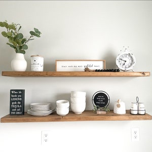étagère flottante rustique | Étagère en bois massif fabriquée à la main | Longueurs personnalisées