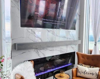 Modern Fireplace Mantel – Minimalist Wood Mantle Shelf – Floating Mantel – Solid Wood Fireplace Shelf