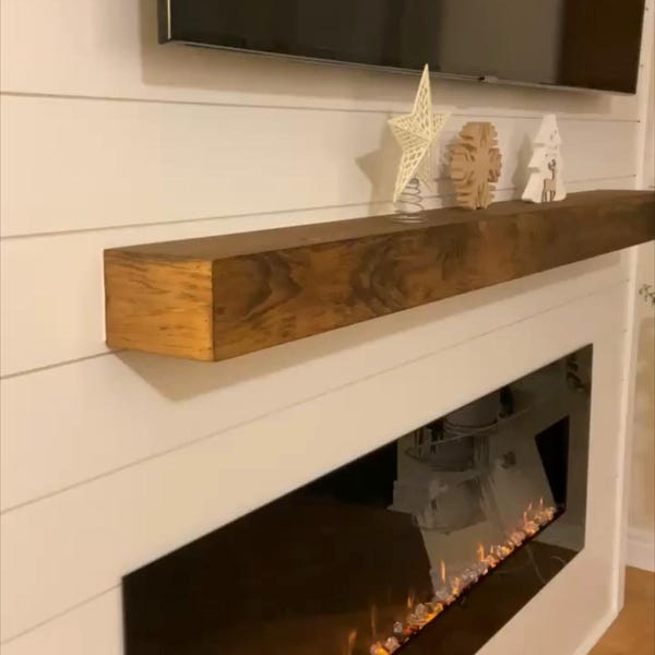 Fireplace Mantel – Rustic Wood Mantle – Floating Mantel Shelf – Custom Wood Beam Mantel – Farmhouse Decor