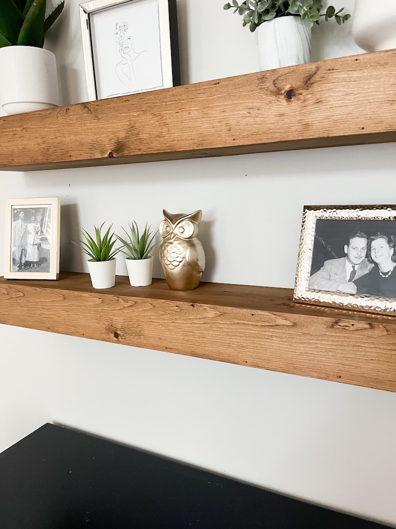 Rustic Floating Shelf Modern Thick Floating Shelf Mantle Etsy