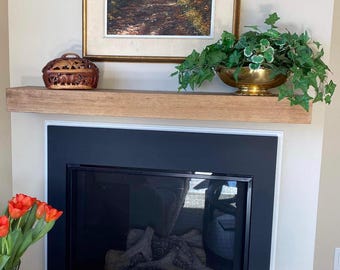 Modern Fireplace Mantel – Minimalist Wood Mantle Shelf – Floating Mantel – Solid Wood Fireplace Shelf