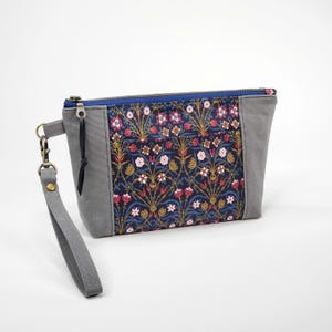 Norfolk Pulsera / Bolsa / Minimalista / Monedero / Cosmético / Cartera / Neceser - Floral con azul, rosa y ciruela