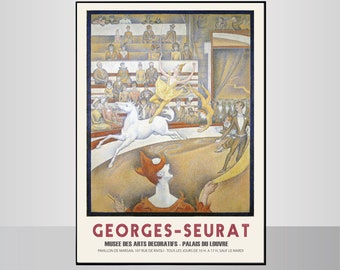 GEORGES SEURAT POSTER,Art Exhibition Poster,Vintage wall art,Seurat Poster,Pointillism art,Circus Poster,Impressionist Poster,Wall Art Decor