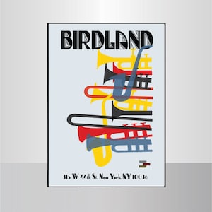 BIRDLAND JAZZ POSTER,Music Poster,Jazz Poster,Vintage Jazz art,Music Festival Art,Music Wall Art,Jazz Art Print,Birdland Jazz Art