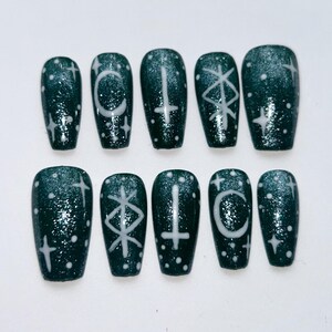 Winter witch press on nails | handmade