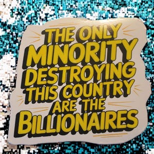 Anti Billionaire Bumper Sticker/Car Decal, The Only Minority, People Over Profit,Healthcare Leftist Progressive Social Justice,Eat The Rich