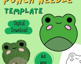Frosch Stanznadel Muster PDF - Digitaler Download für DIY Untersetzer | Punch Needle Becher Vorlage | A4