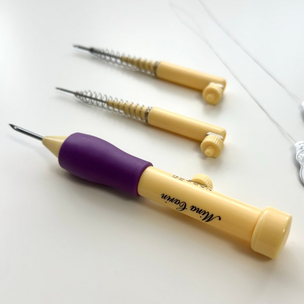 Punch Needle Set | Adjustable 3 Sizes of Needles | Mina Carin Punch Needle Embroidery for Beginners | Craft Supplies