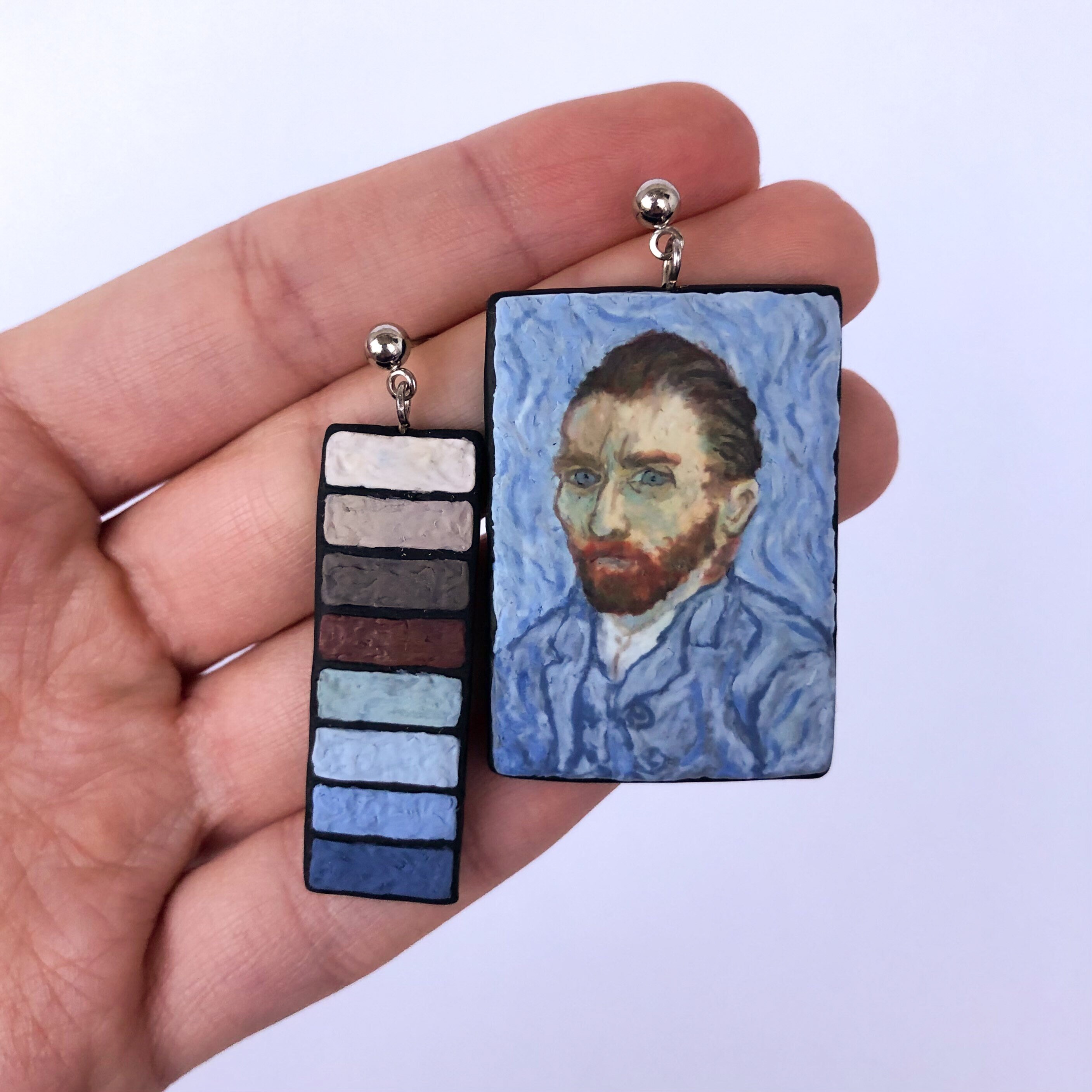 Vincent van Gogh's Self-Portrait 1889 Art Inspired Dangle Earrings