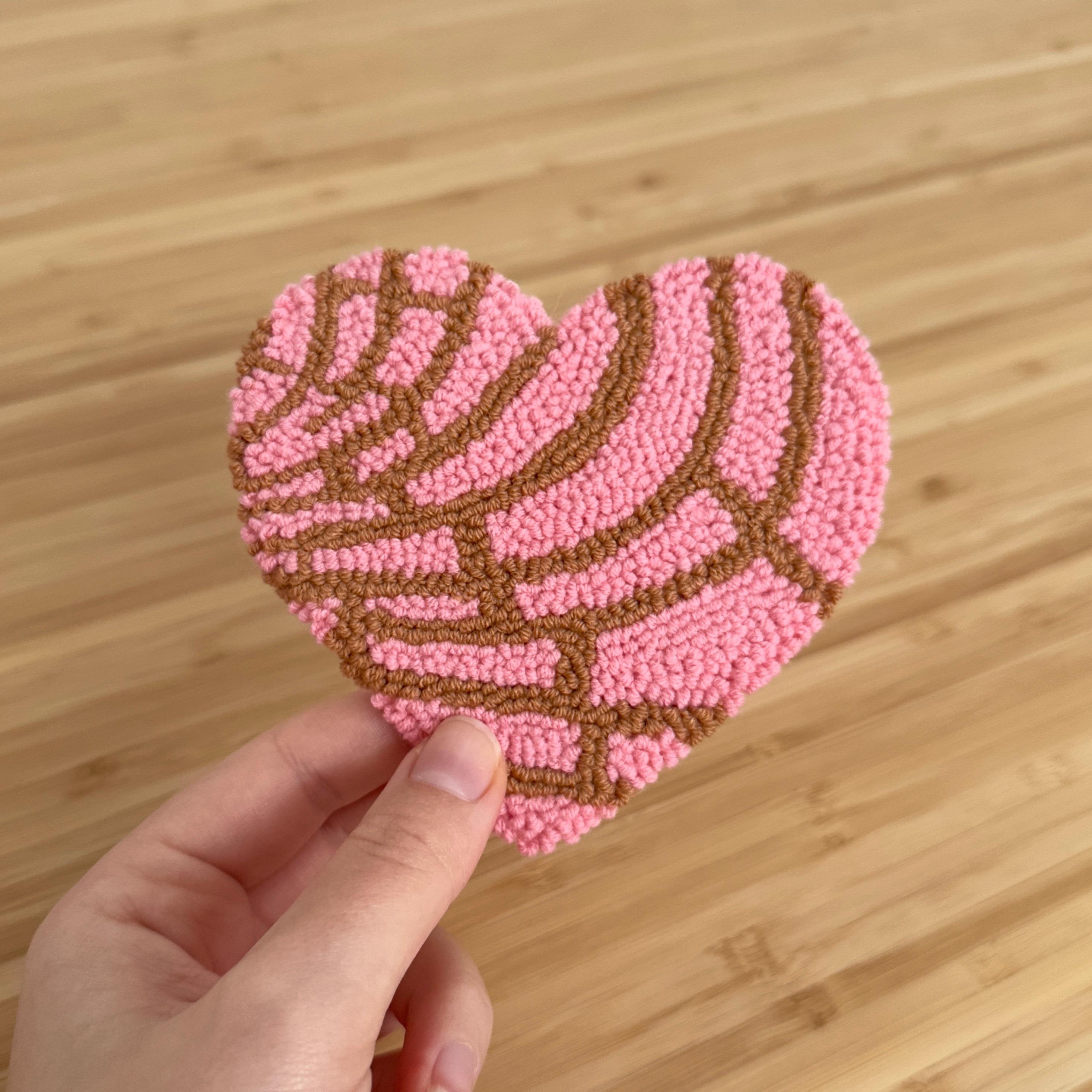 Handmade Punch Needle Mug Coasters | Tufted Punch Needle Mug Rug | Pink ...
