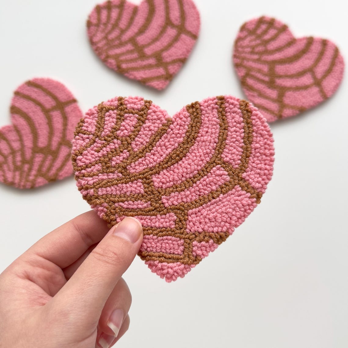 Handmade Punch Needle Mug Coasters | Tufted Punch Needle Mug Rug | Pink ...