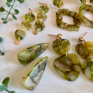 Green Goddess | Clay Dangle Earrings | Gifts for Women, Dangle Earrings, Lightweight, Clay Earrings, Handmade, Statement Earrings