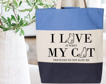 I Love My Cat Tote Bag: Heavy Cotton Canvas, Cat Lover Gift