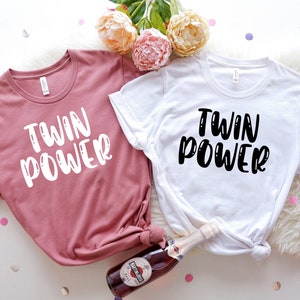 Twin Power T-Shirts, Sibling Matching Shirts, Matching Twin Shirt, Birthday Gift Shirt, Sibling Shirt, Twin Shirt, Gift For Her