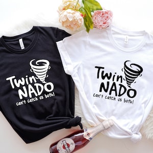 Twin NADO  T-Shirts,  Can't Catch Us Both Shirt, Twin Tee, Sibling Matching Shirts, Matching Twin Shirt, Birthday Gift Shirt, Sibling Shirt