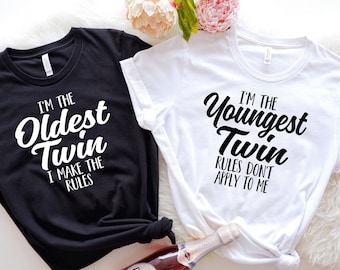 Oldest Twin Matching T-Shirts, Birthday Gift Shirt