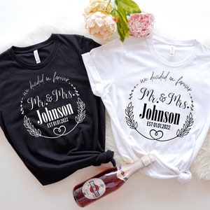 Custom Mr & Mrs T-Shirt: Personalized Couple Engagement Tee
