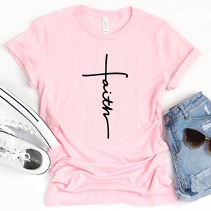 Faith Cross Shirt Chritian Shirt Vertical Cross Religious - Etsy