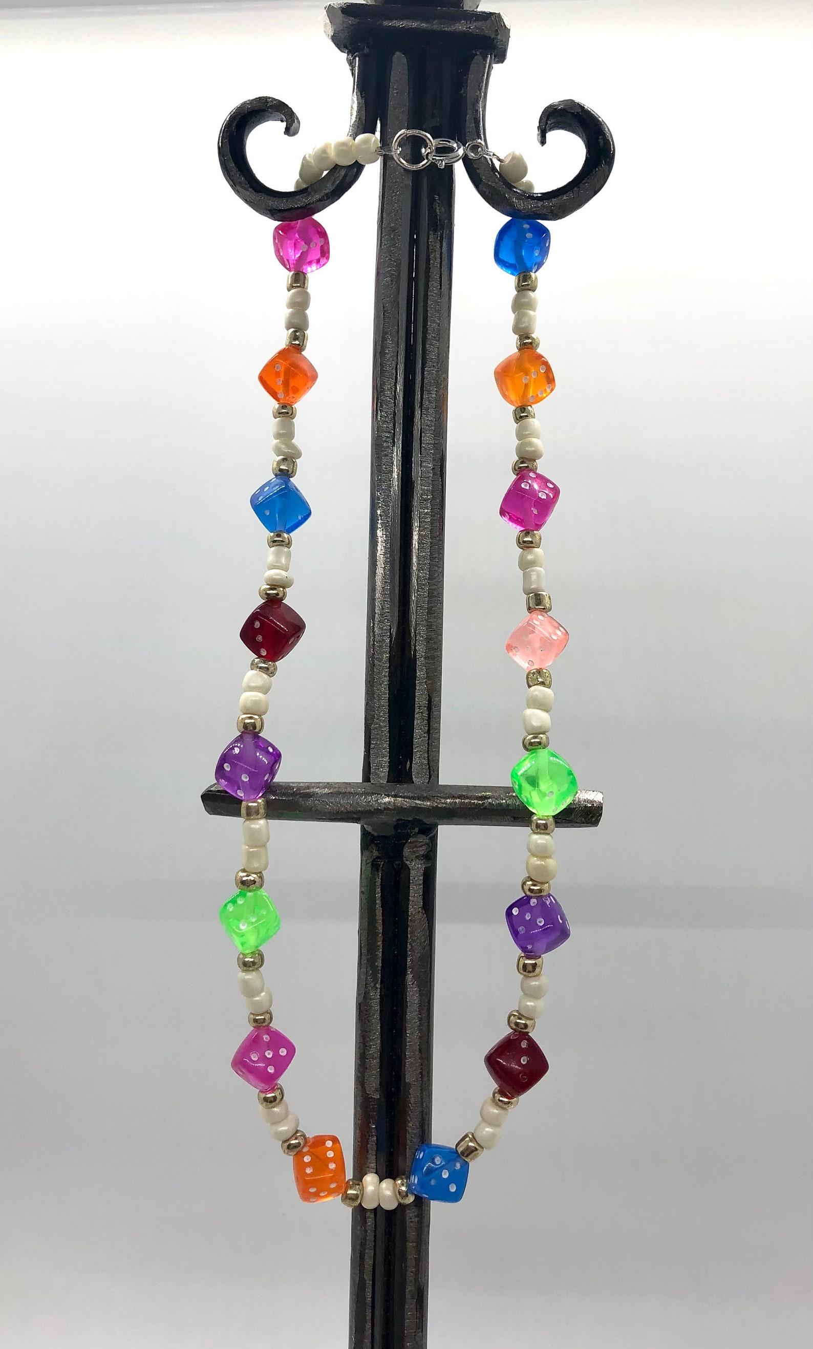 Dice necklace beaded dice necklace handmade dice necklace Etsy