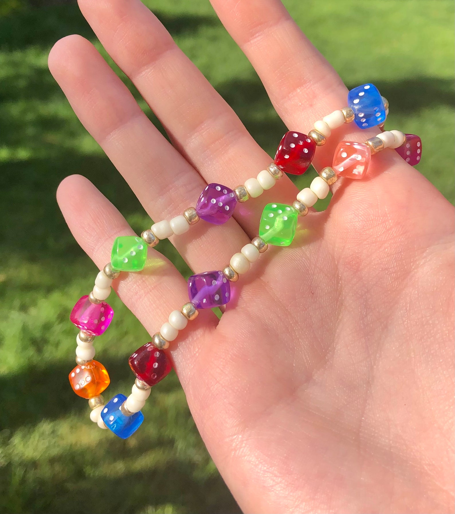 Dice necklace beaded dice necklace handmade dice necklace Etsy