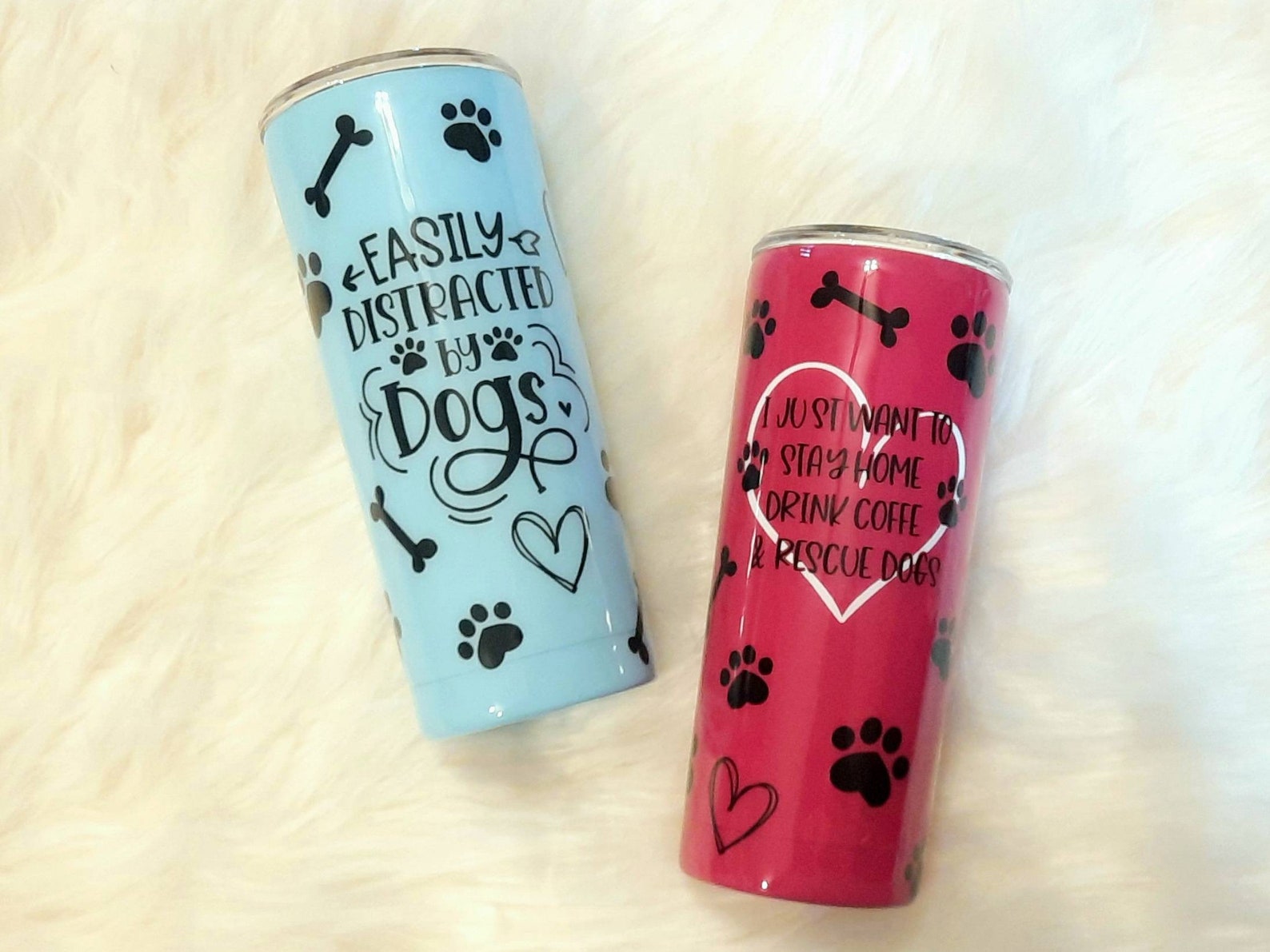 Puppy Dog Themed Stainless Steel Tumbler Paw Print and Dog Etsy