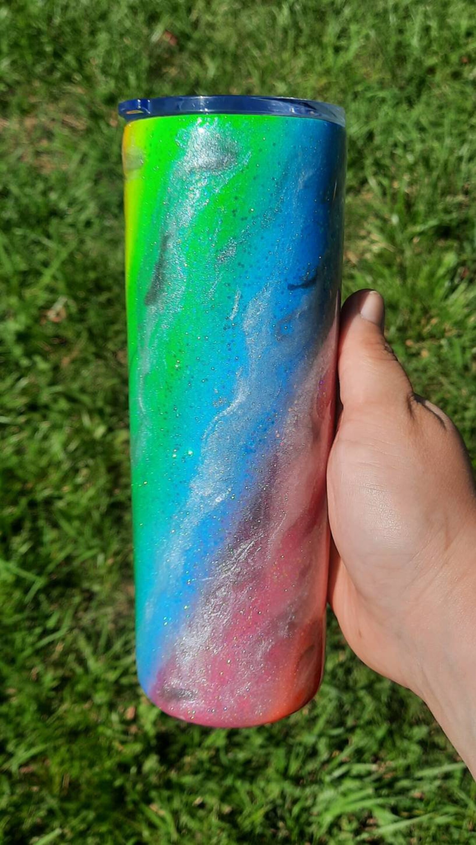 Rainbow Milky Way Tumbler Glitter Epoxy Tumbler Custom Etsy