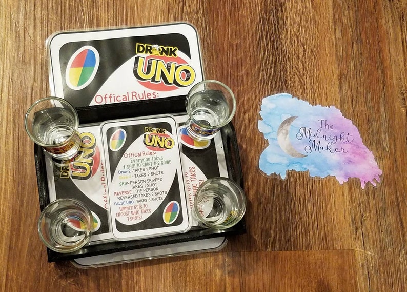 Drunk Uno Party Game Gift Set includes Uno Cards Etsy