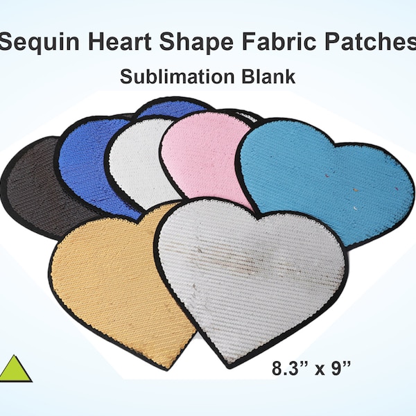 Heart Shape 8.3" x 9" Sublimation Blank sequin fabric patches