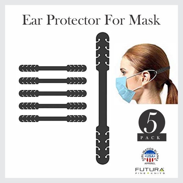 Mask Holder, 5-Pack Face Mask Extender Strap, Mask Ear Saver Straps for Back of Head, Black