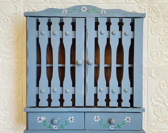 Vintage wooden spice rack/ Farmhouse storage/ cottage kitchen organizer/ wall shelf