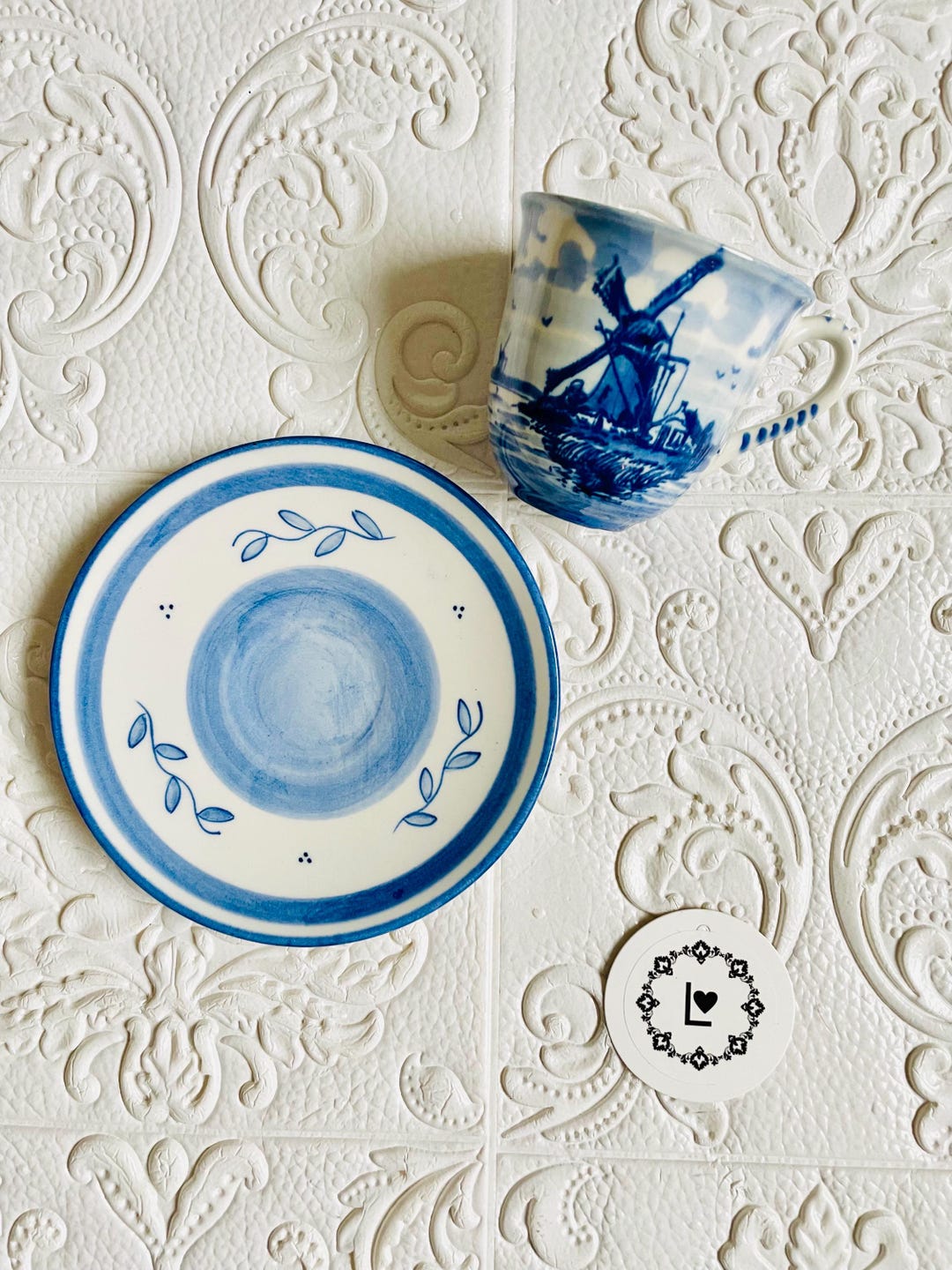Vintage Delft Blue Coffee Cup and Saucer Set/ Boat and Windmill ...
