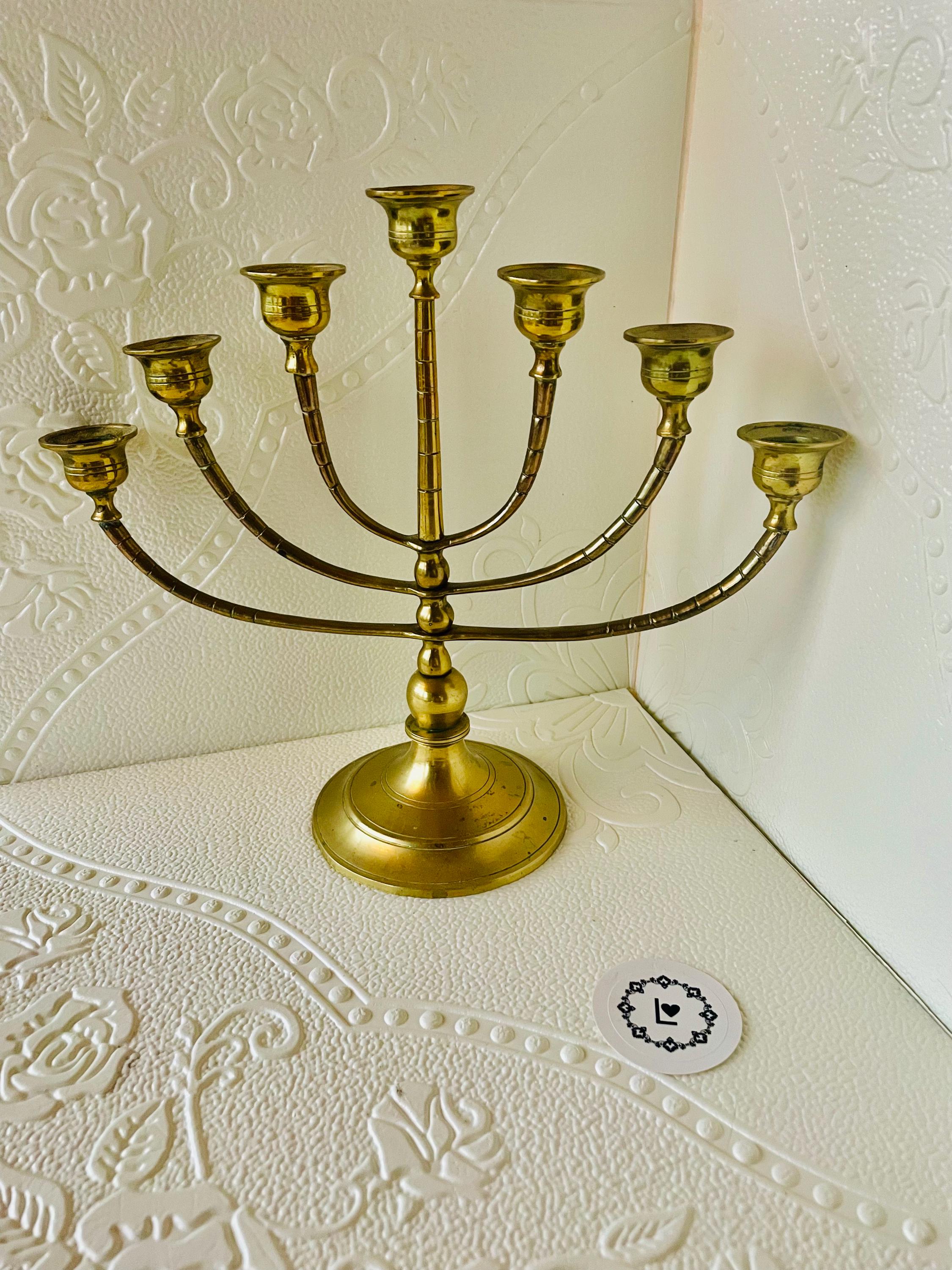 ヴィンテージ真鍮製メノーラー：ユダヤ教の燭台、7本の枝 - Etsy 日本