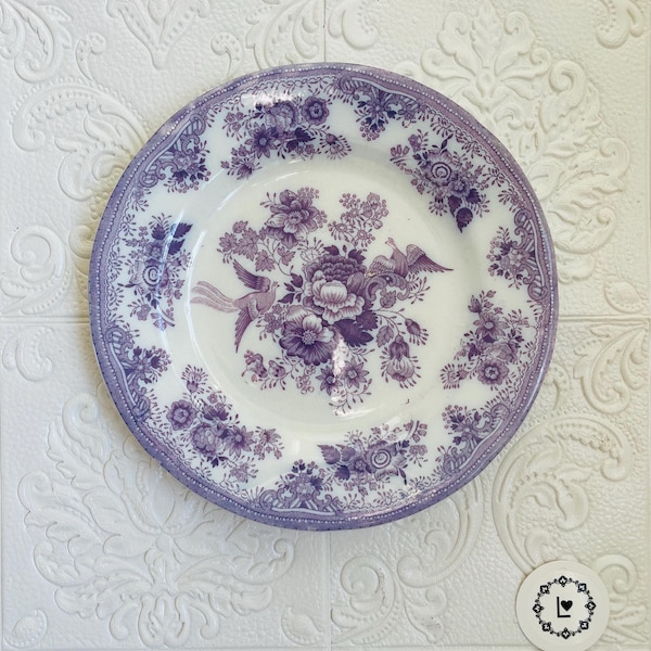 Vintage porcelain plate GUSTAVSBERG / Porcelain collectible plate with fasan pattern/ Asiatic Pheasants Purple Plate