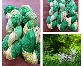 Peek a Boo, Green Speckled Hand-Dyed Yarn Superwash Merino Wool Yarn