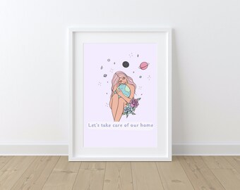 Art Print 'Lets take care of our home' A4 | Illustration