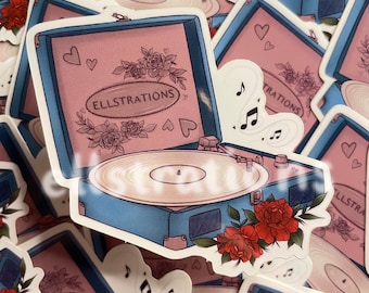 Flower Record Player Sticker