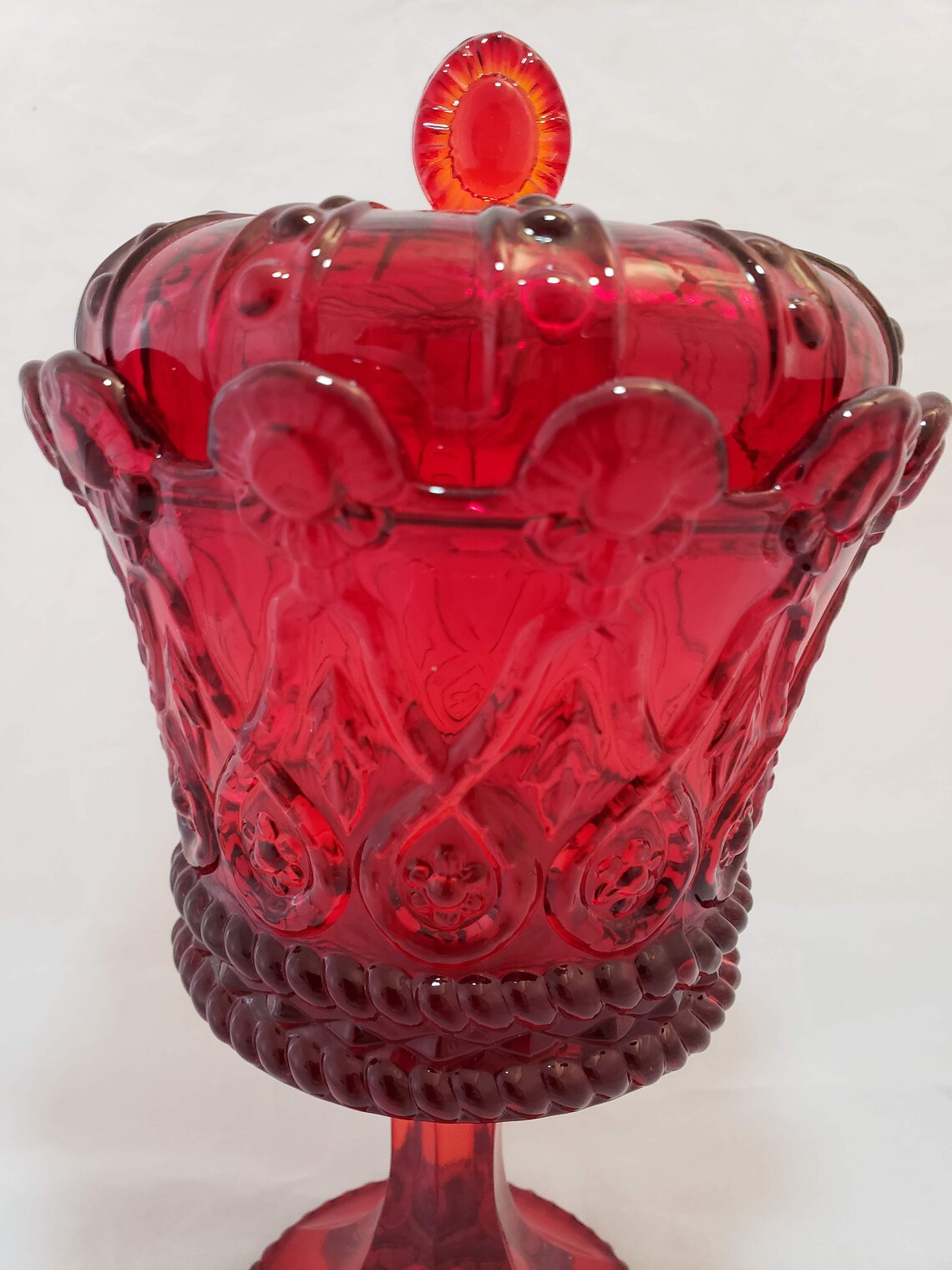 Fostoria Crown Collection Ruby Chalice With Lid 2750 Etsy