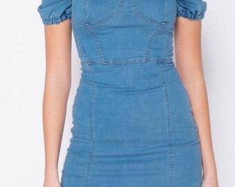 denim bodycon dress outfit