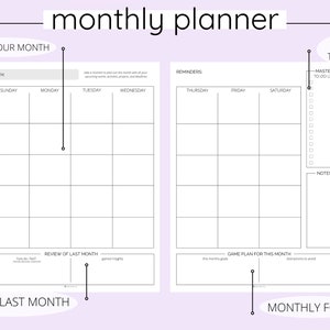 Printable Daily Weekly Monthly Planner US Letter Routine - Etsy
