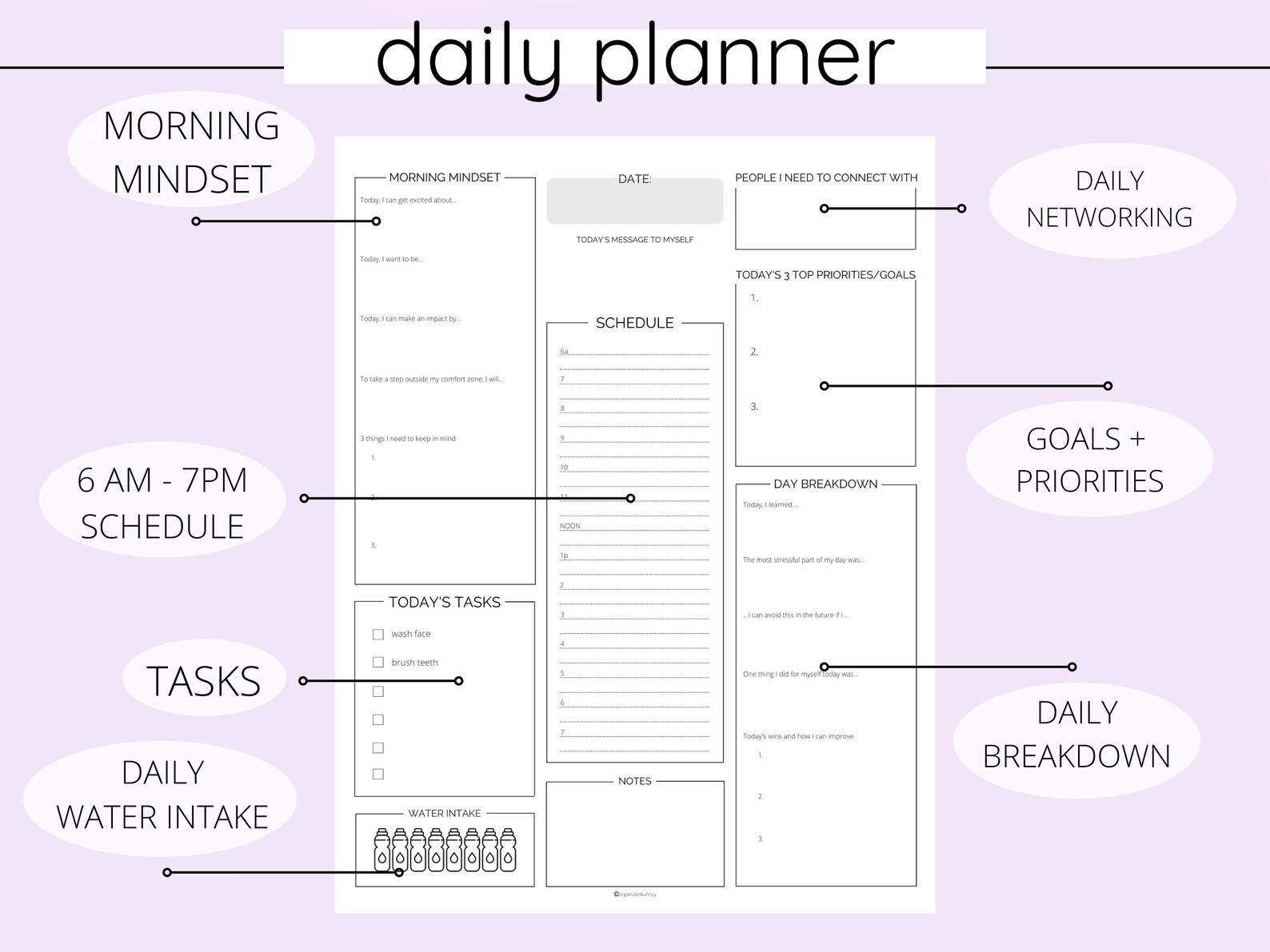 Printable Daily Weekly Monthly Planner US Letter Routine - Etsy