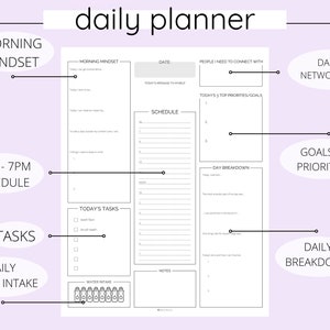 Printable Daily Weekly Monthly Planner US Letter Routine - Etsy