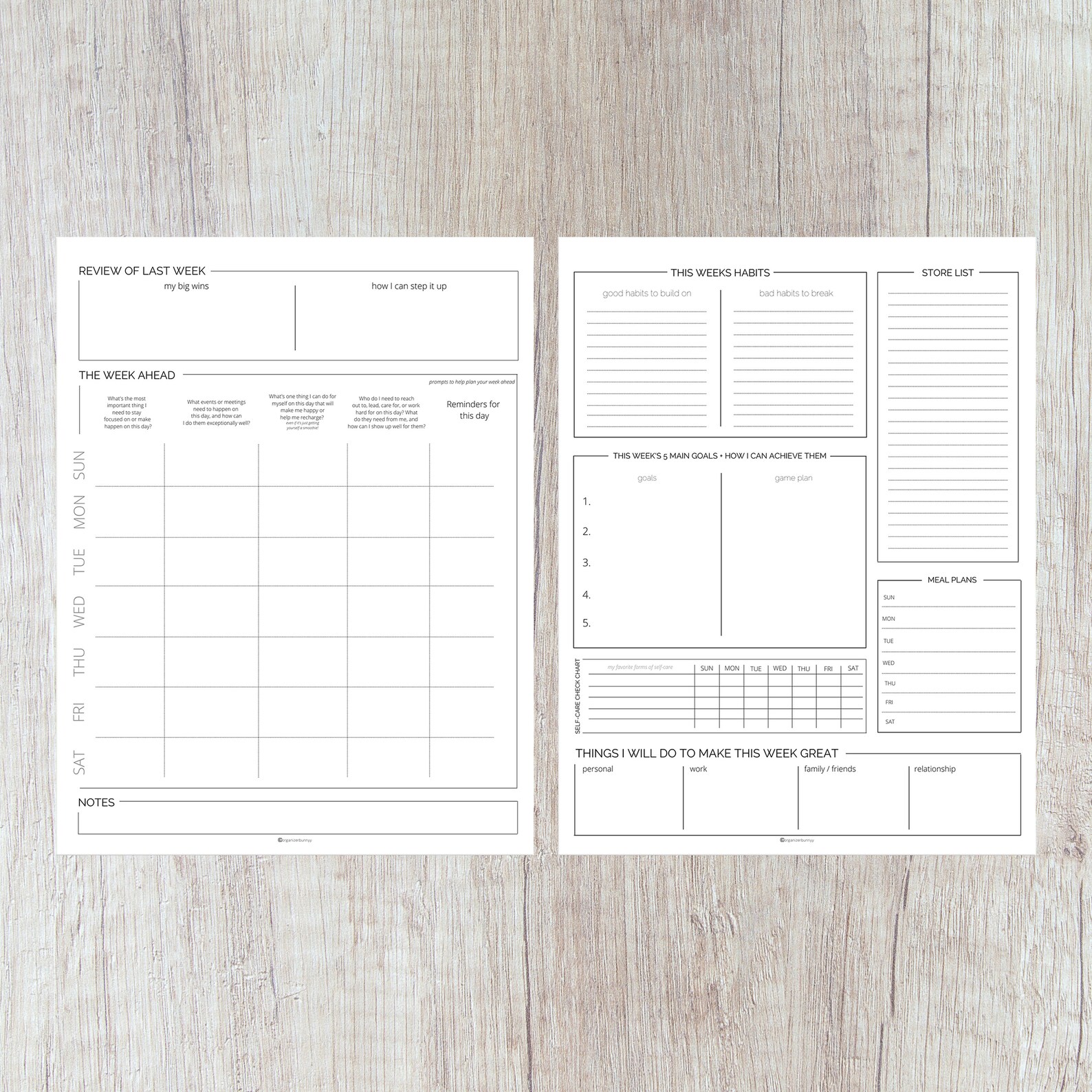 Printable Daily Weekly Monthly Planner US Letter Routine - Etsy