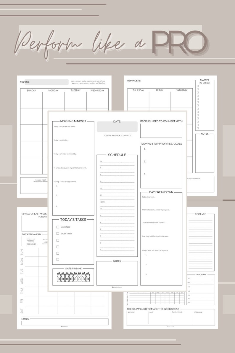 Printable Daily Weekly Monthly Planner US Letter Routine - Etsy