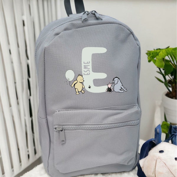 Personalised Classic Winnie the Pooh Initial Back Pack | Rucksack | Back to school | Children's Bag | Birthday | School Bag | Boy's Backpack